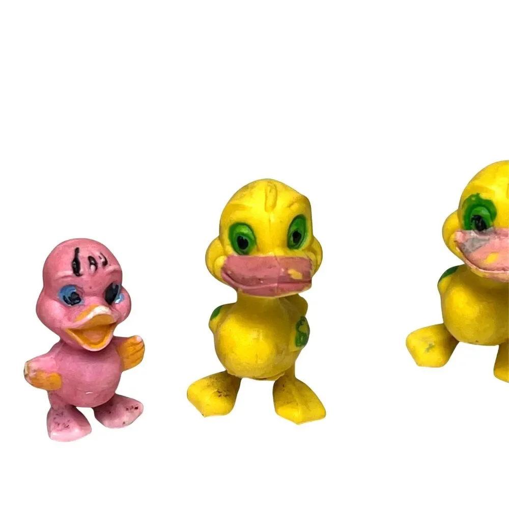 5 Vintage Miniature Figures - 3 Ducks, 1 Bunny, 1 Duckling - 1-1.5